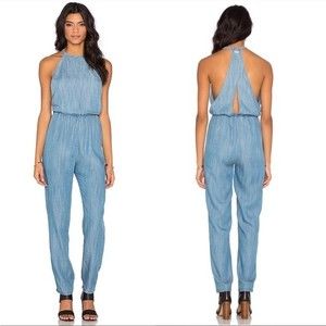 RVCA BE ABOUT IT JUMPSUIT IN CHAMBRAY